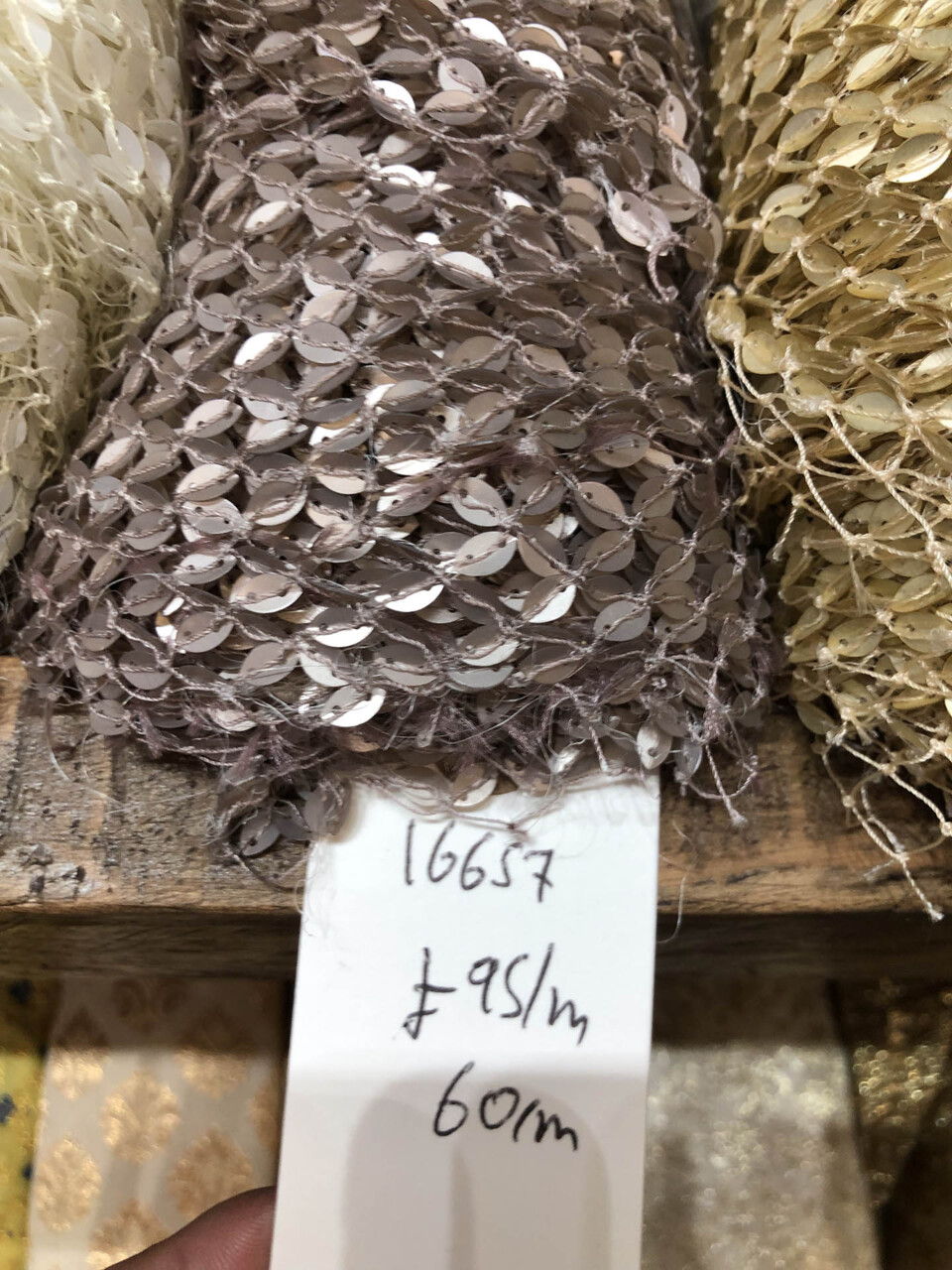 Sequinned Fishnet - Mauve fabric, image 2 of 6