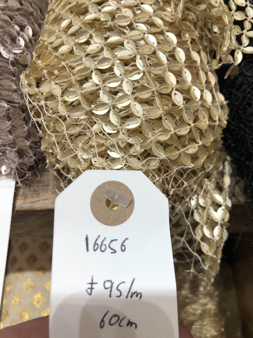 Sequinned Fishnet - Matte Gold fabric, image 2 of 6