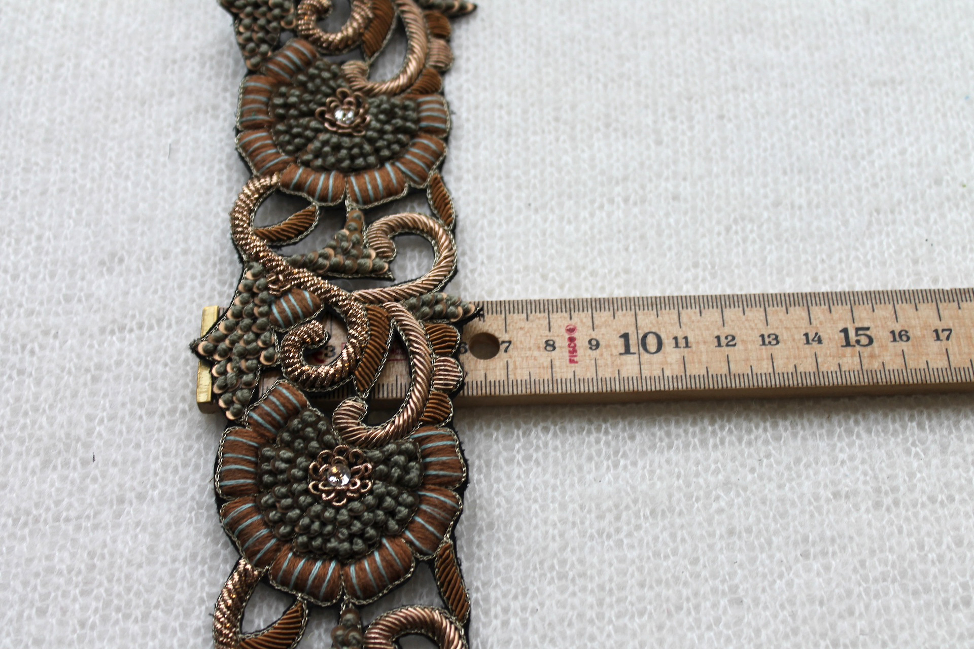 Zari Work Metallic Trim - Floral Gold, Copper & Brown, image 4 of 4