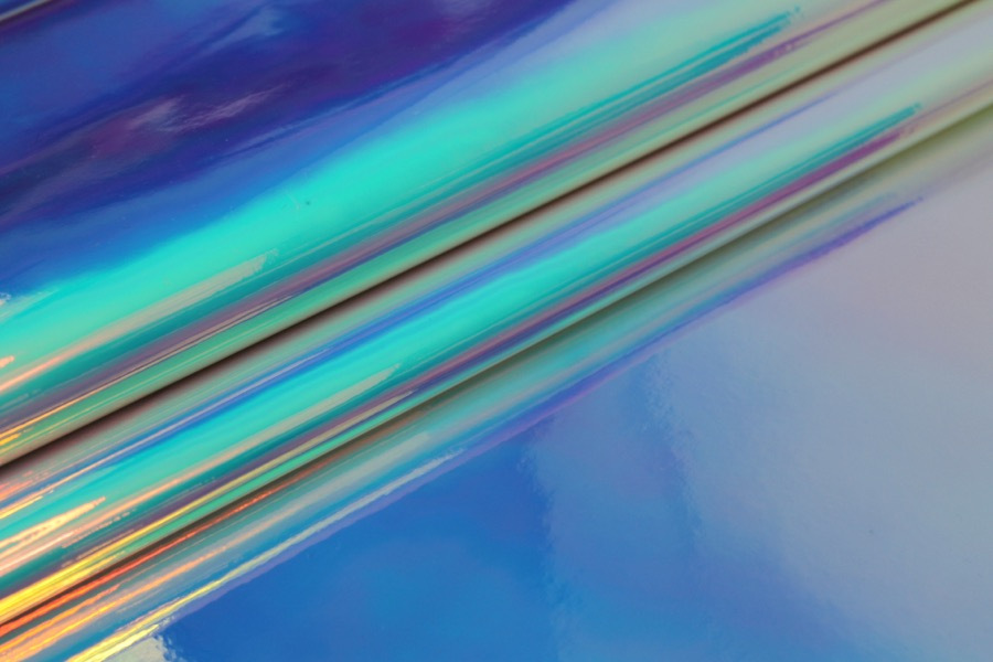 Iridescent Mirror PVC - Blue/Pink/Lilac fabric, image 5 of 7