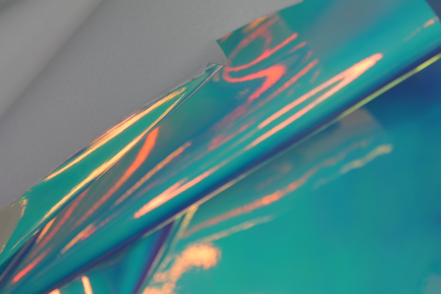 Iridescent Mirror PVC - Blue/Pink/Lilac fabric, image 3 of 7