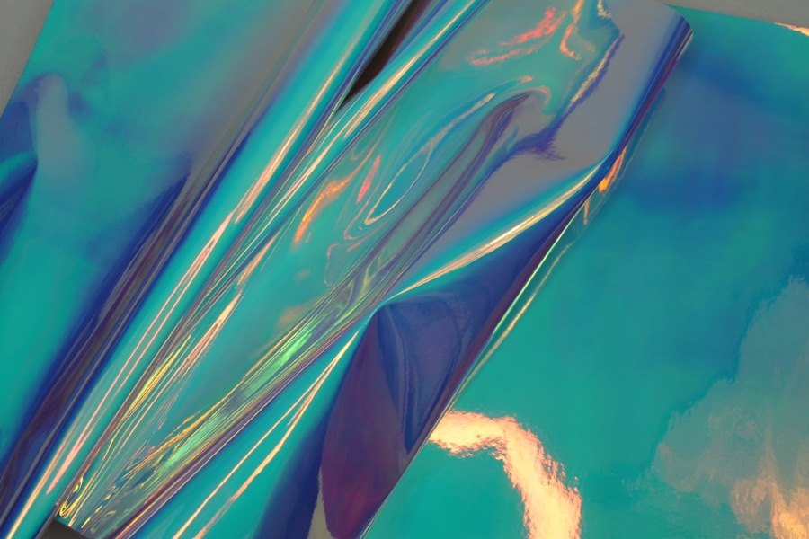 Iridescent Mirror PVC - Blue/Pink/Lilac fabric, image 7 of 7