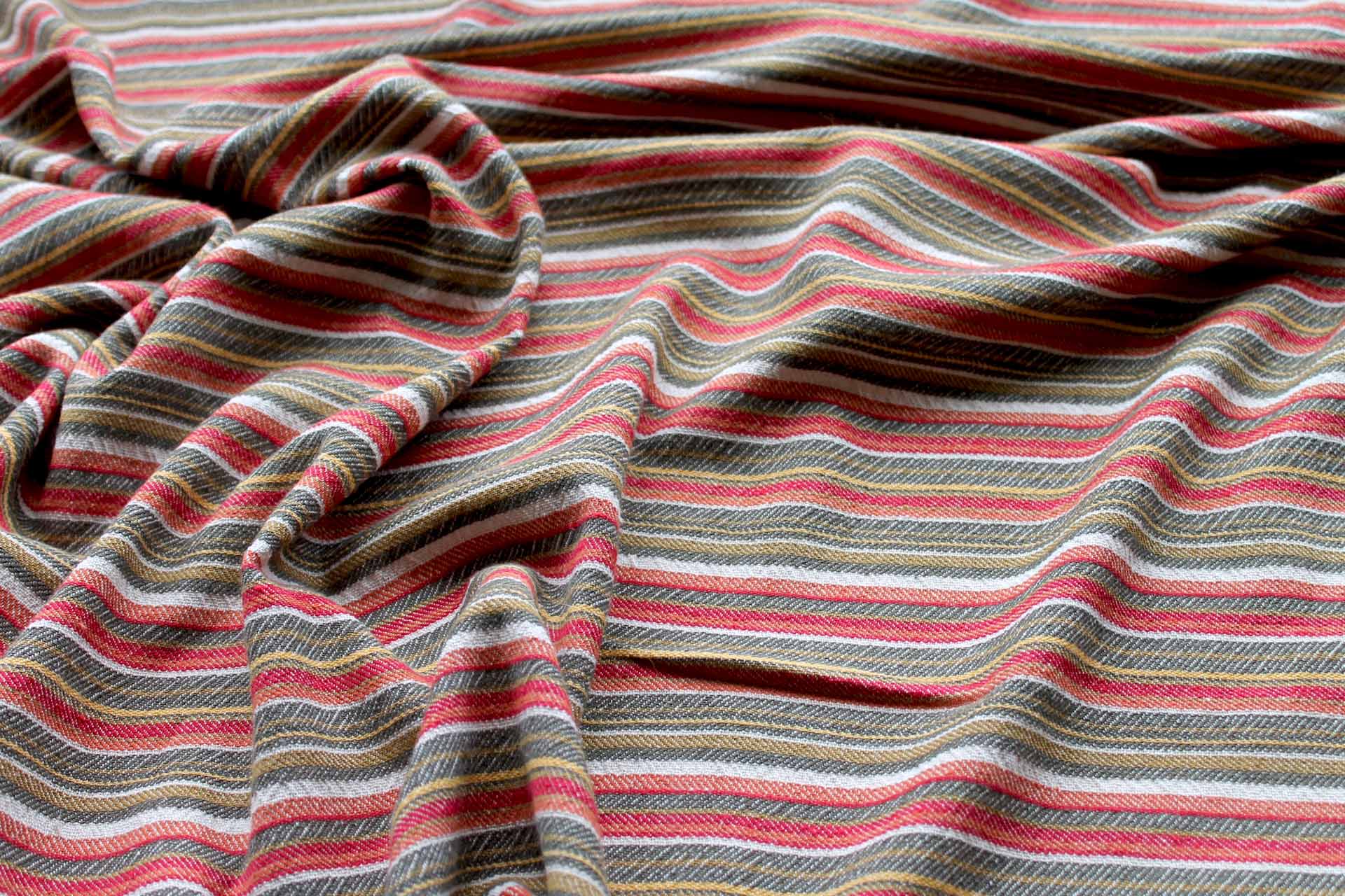 Textured Woven Cotton Stripe - Red, Orange, Yellow and Olive fabric, image 5 of 7