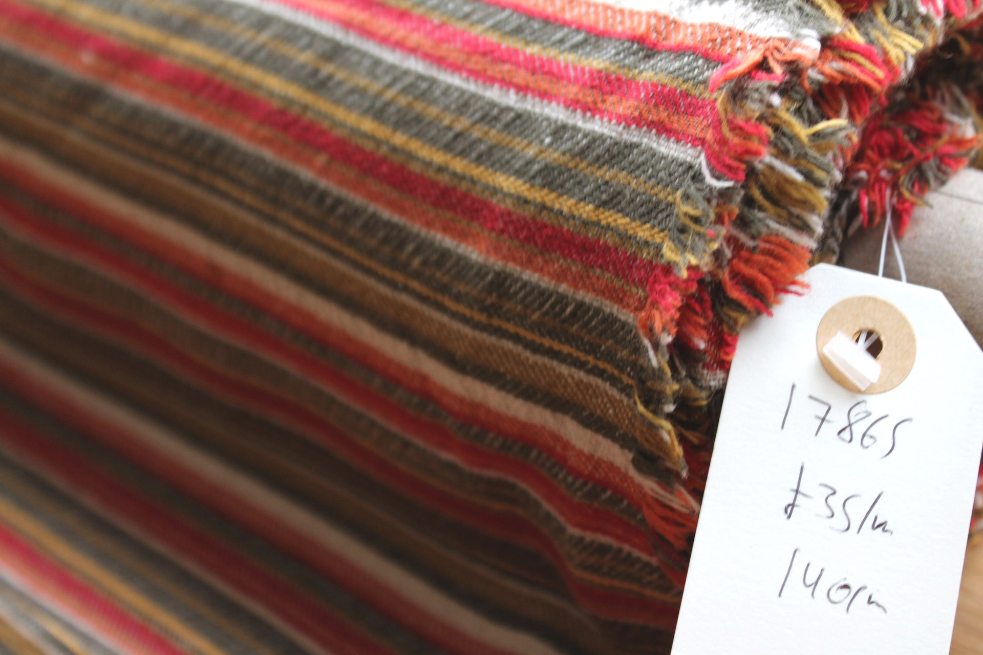 Textured Woven Cotton Stripe - Red, Orange, Yellow and Olive fabric, image 7 of 7