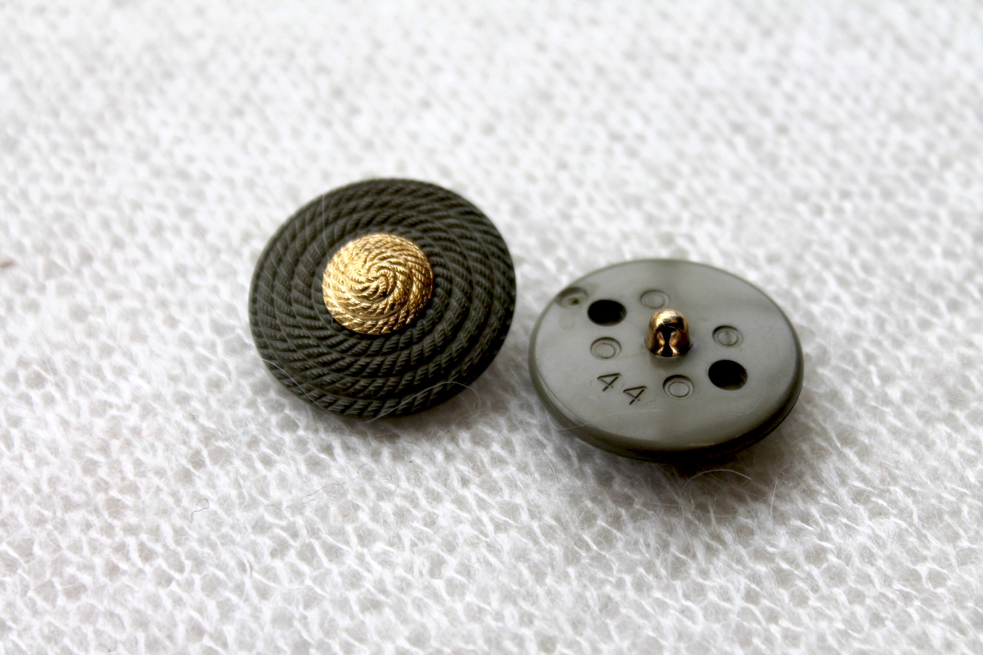 Vintage Designer Button - Pewter Green and Gold - 2.8cm, image 4 of 6
