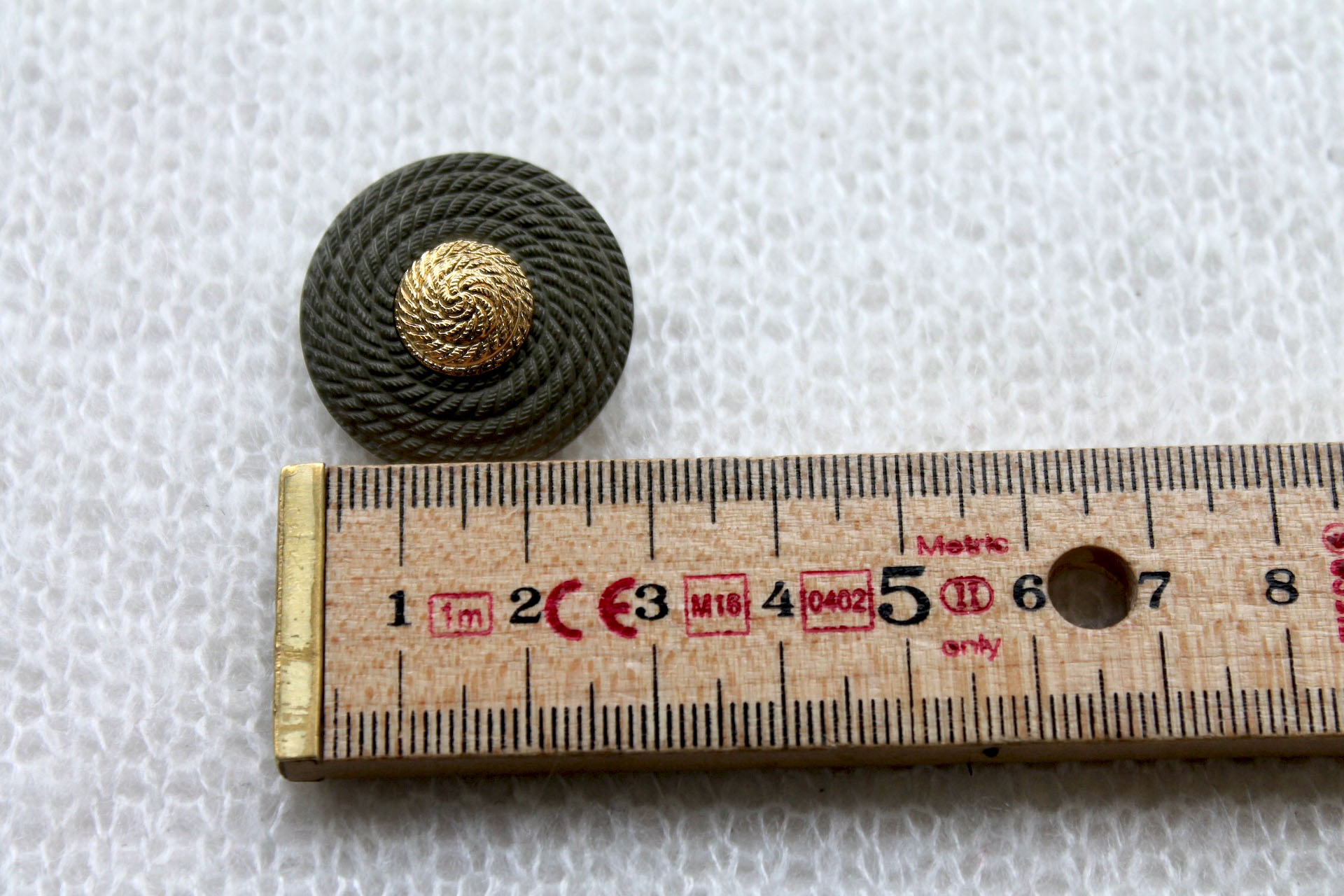 Vintage Designer Button - Pewter Green and Gold - 2.8cm, image 5 of 6