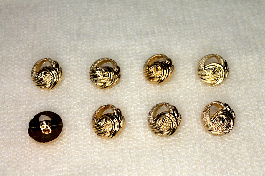 Gold Plastic Decorative "Knot" Button - Round, image 2 of 3