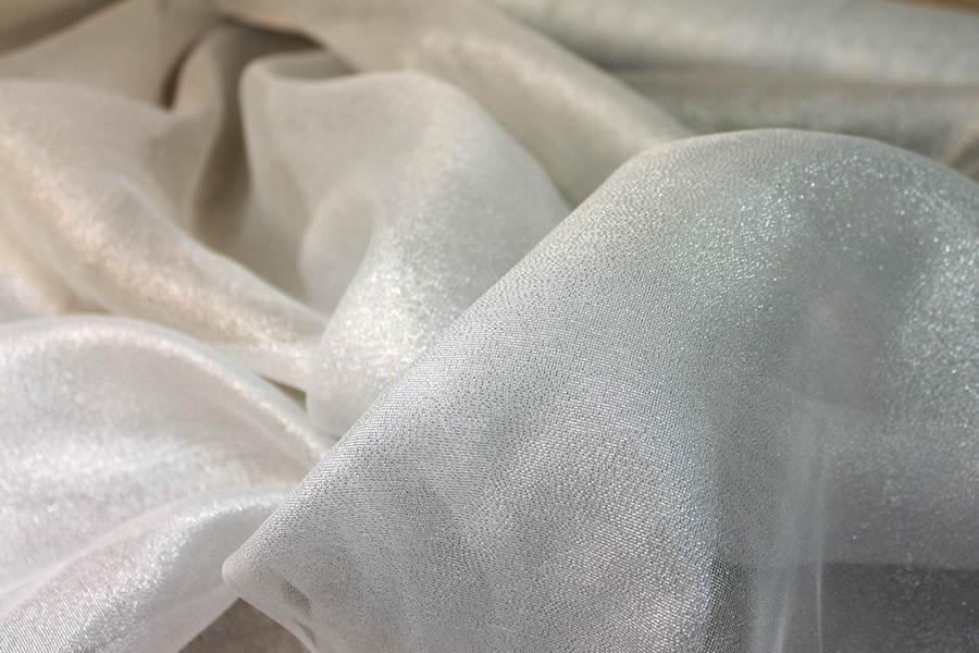 Sheer Loose Weave Organza - Metallic Silver Ivory fabric, image 5 of 6