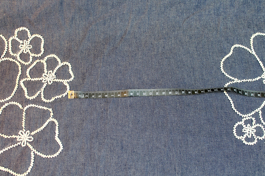 Beaded European Denim - White on Mid Blue fabric, image 7 of 7