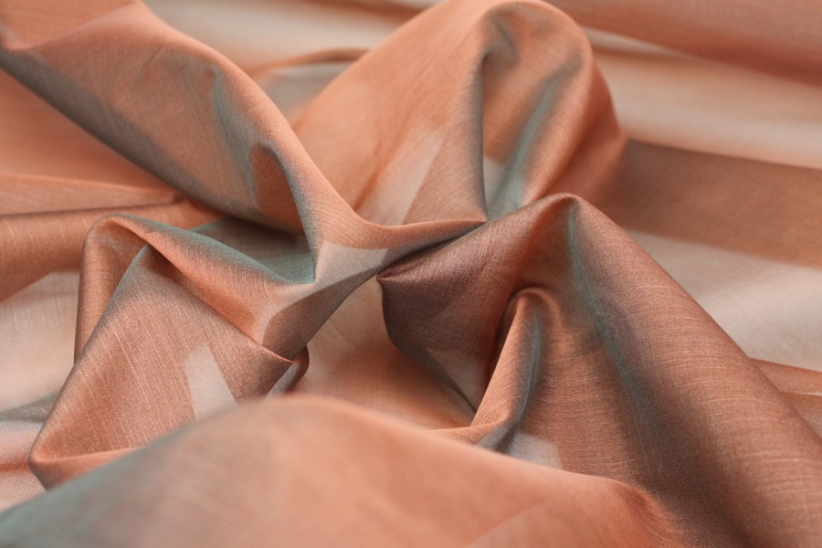 Silk Organza - Rust Brown shot Opal Green - fabric, image 2 of 7