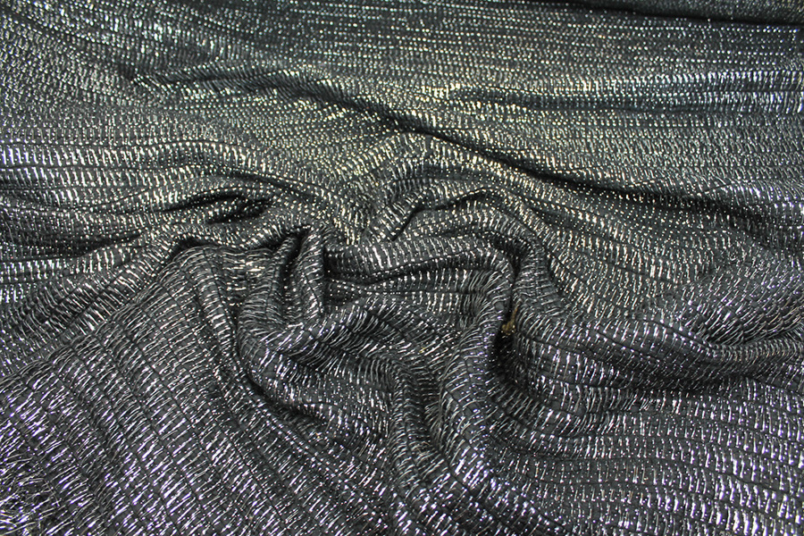 Black and Silver Lurex Loose Weave Fabric, image 2 of 6