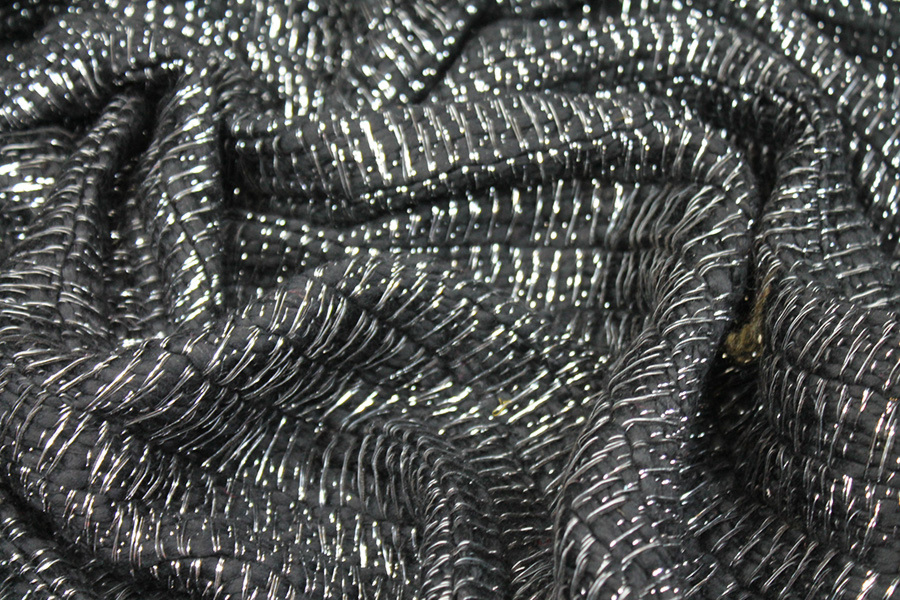 Black and Silver Lurex Loose Weave Fabric, image 3 of 6