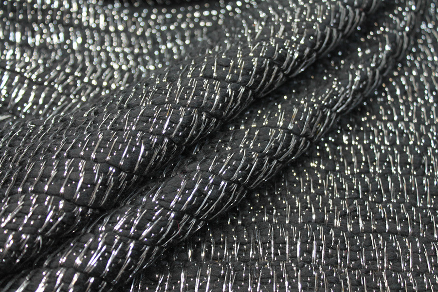 Black and Silver Lurex Loose Weave Fabric, image 6 of 6
