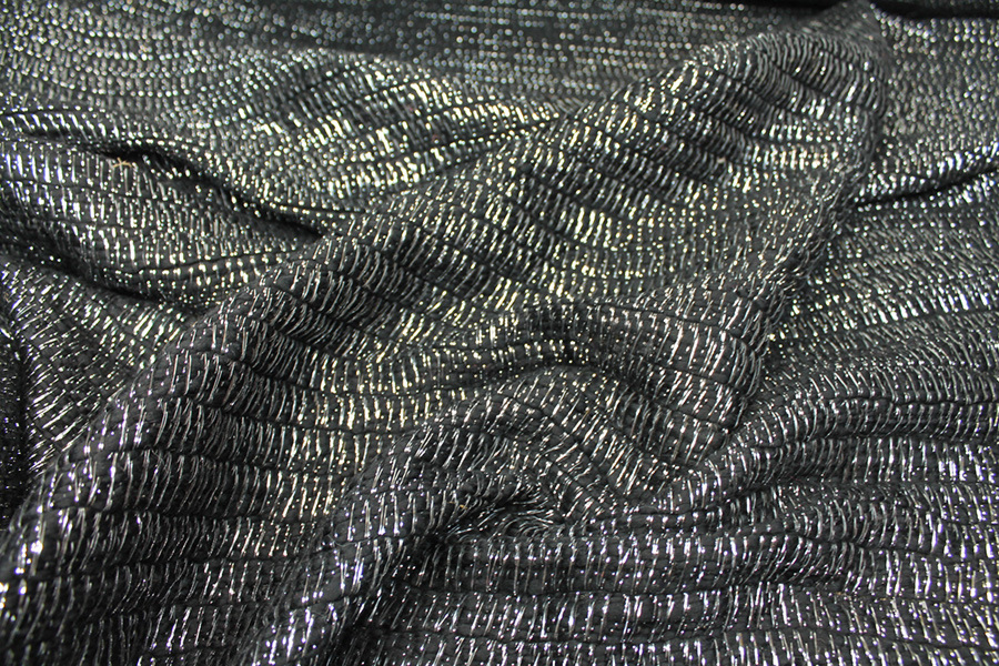 Black and Silver Lurex Loose Weave Fabric, image 4 of 6