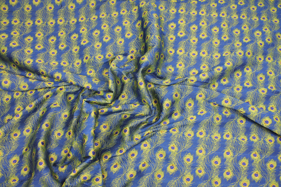 Peacock Feather Brocade - Blue fabric, image 2 of 6