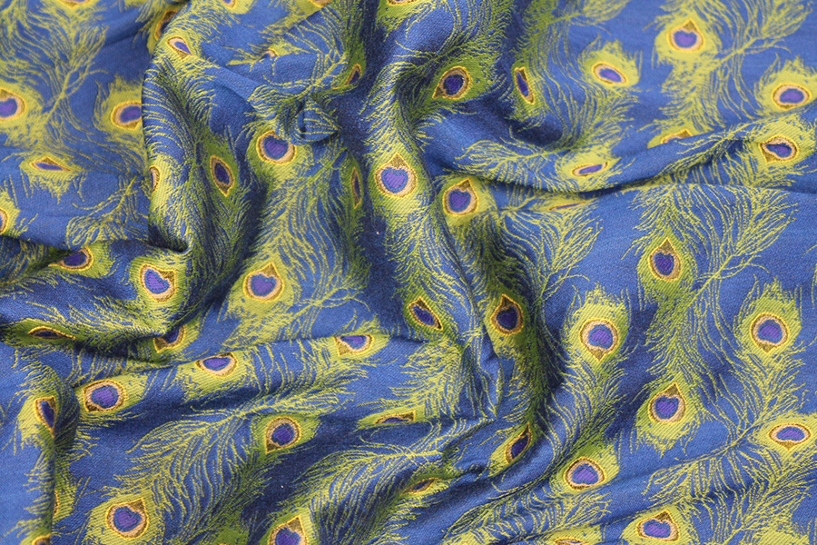 Peacock Feather Brocade - Blue fabric, image 4 of 6