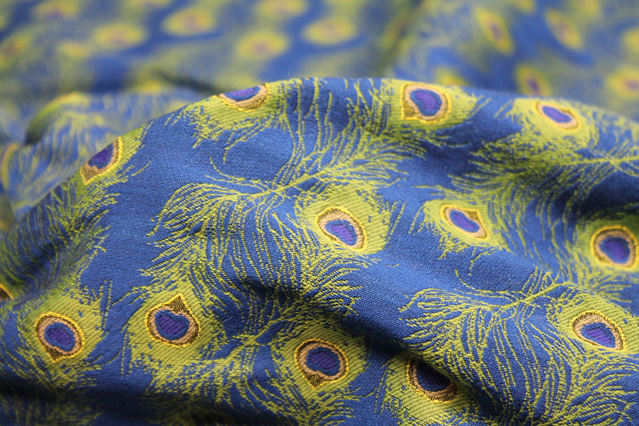 Peacock Feather Brocade - Blue fabric, image 5 of 6