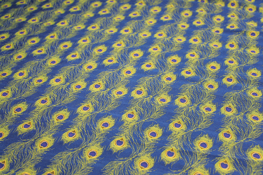 Peacock Feather Brocade - Blue fabric, image 3 of 6
