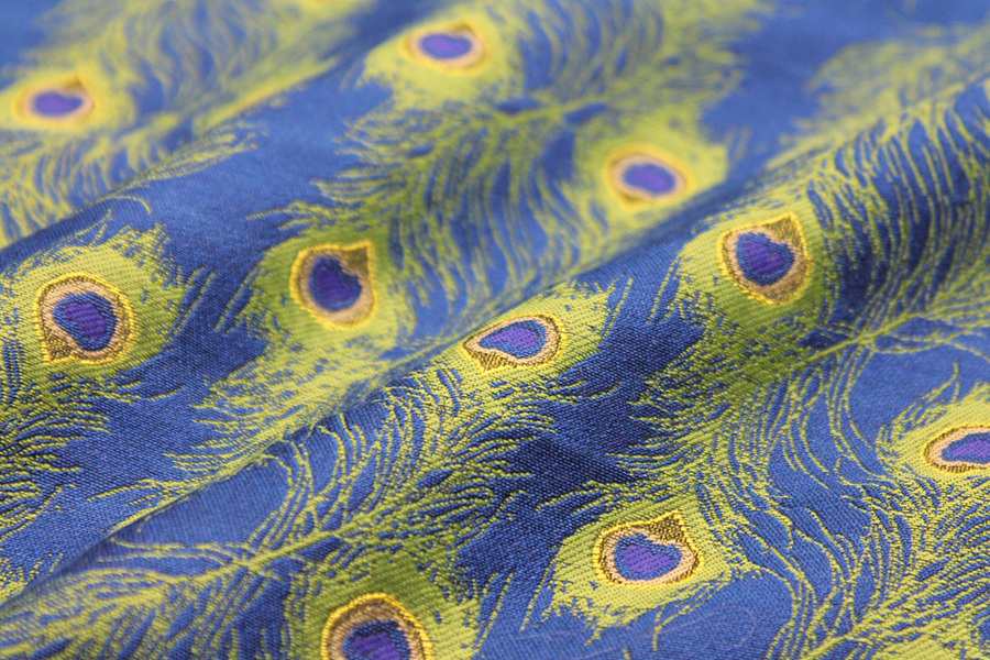 Peacock Feather Brocade - Blue fabric