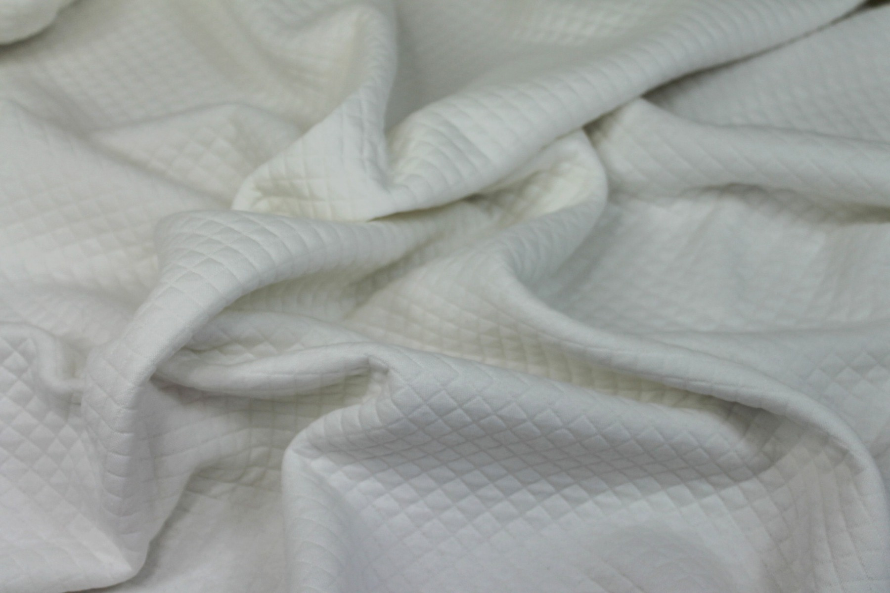 "Quilted" Look Double Jersey - Ivory fabric, image 2 of 5