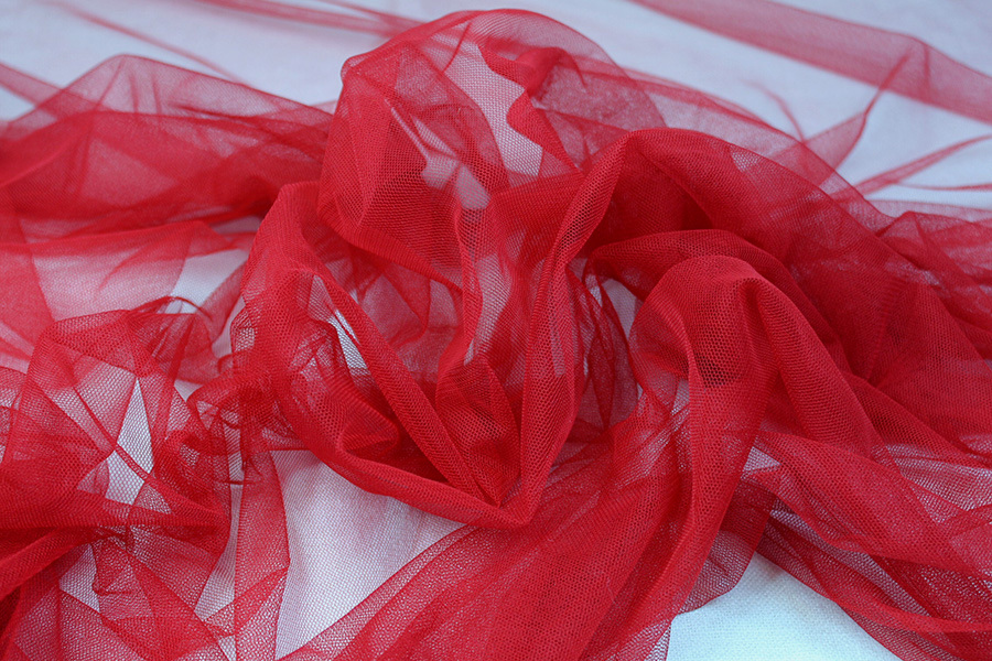 Soft Nylon Tulle - Italian Red - T30 fabric, image 2 of 5