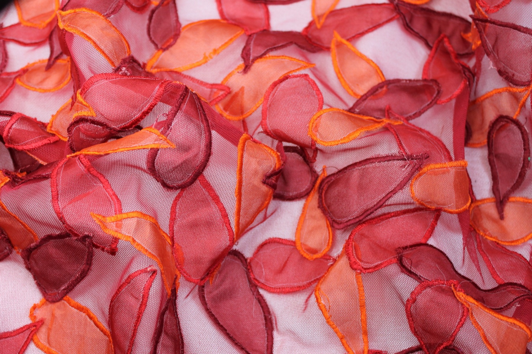 Organza Teardrop Applique on Tulle - Red / Orange fabric, image 3 of 5
