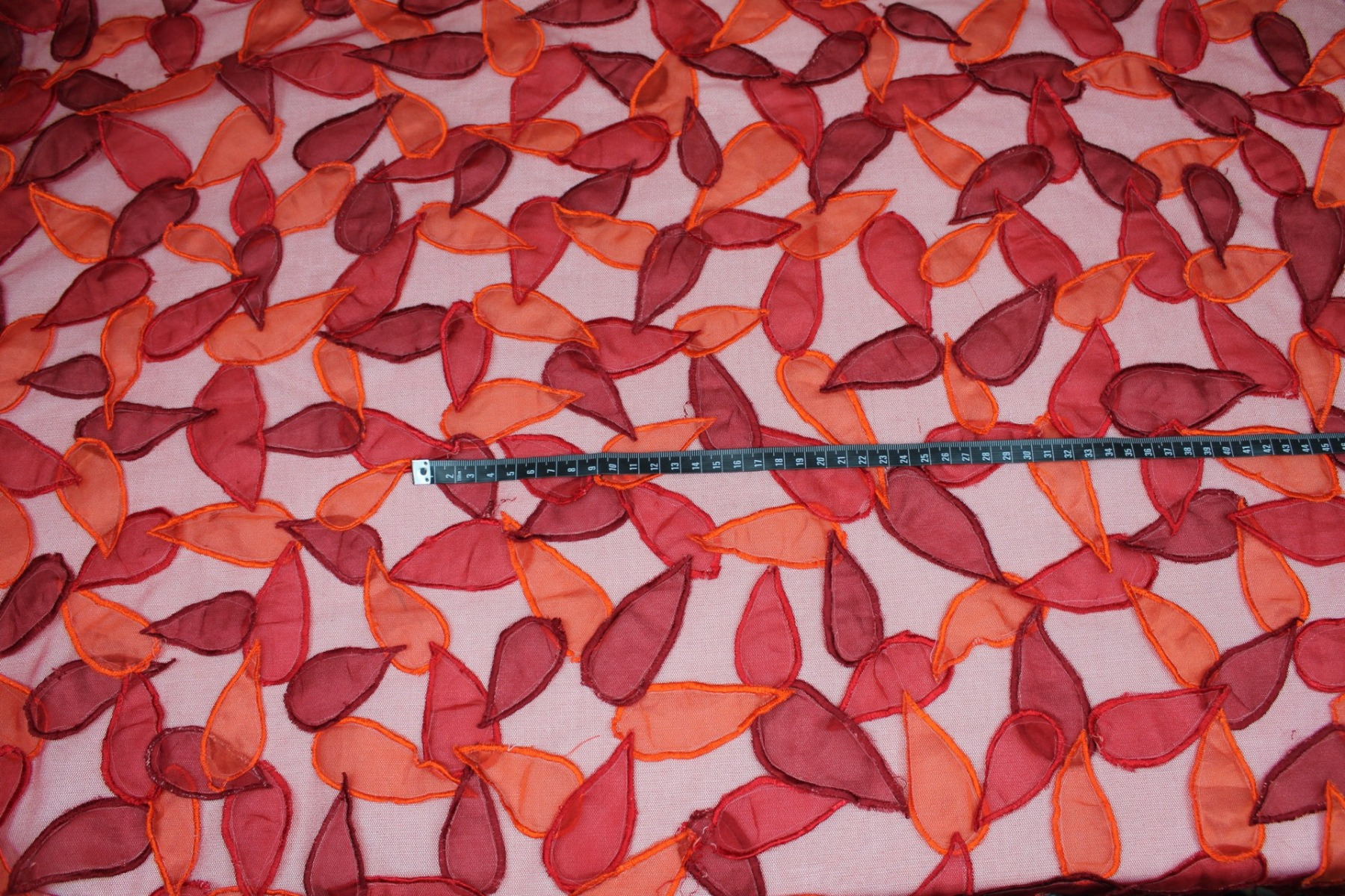 Organza Teardrop Applique on Tulle - Red / Orange fabric, image 4 of 5
