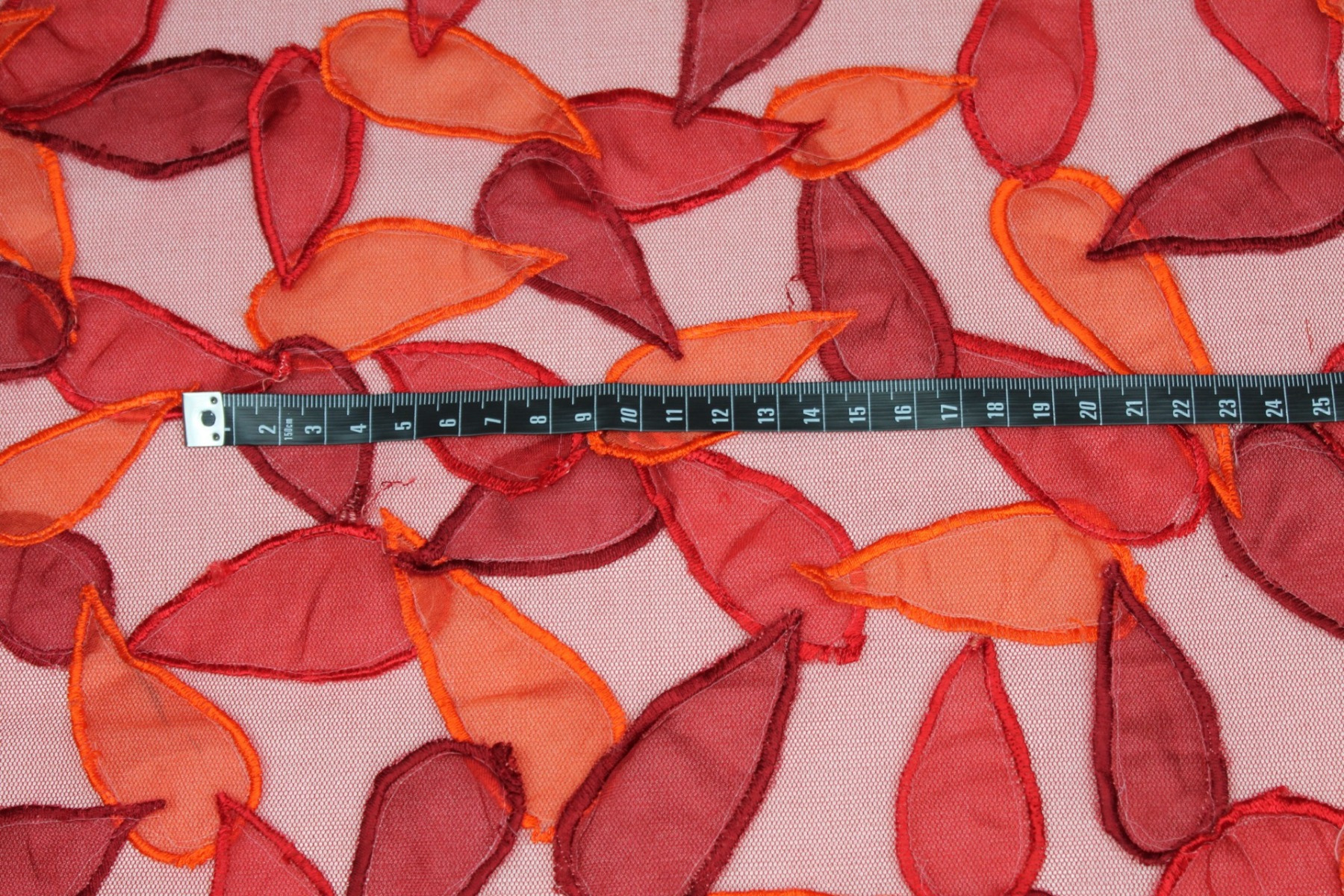 Organza Teardrop Applique on Tulle - Red / Orange fabric, image 5 of 5