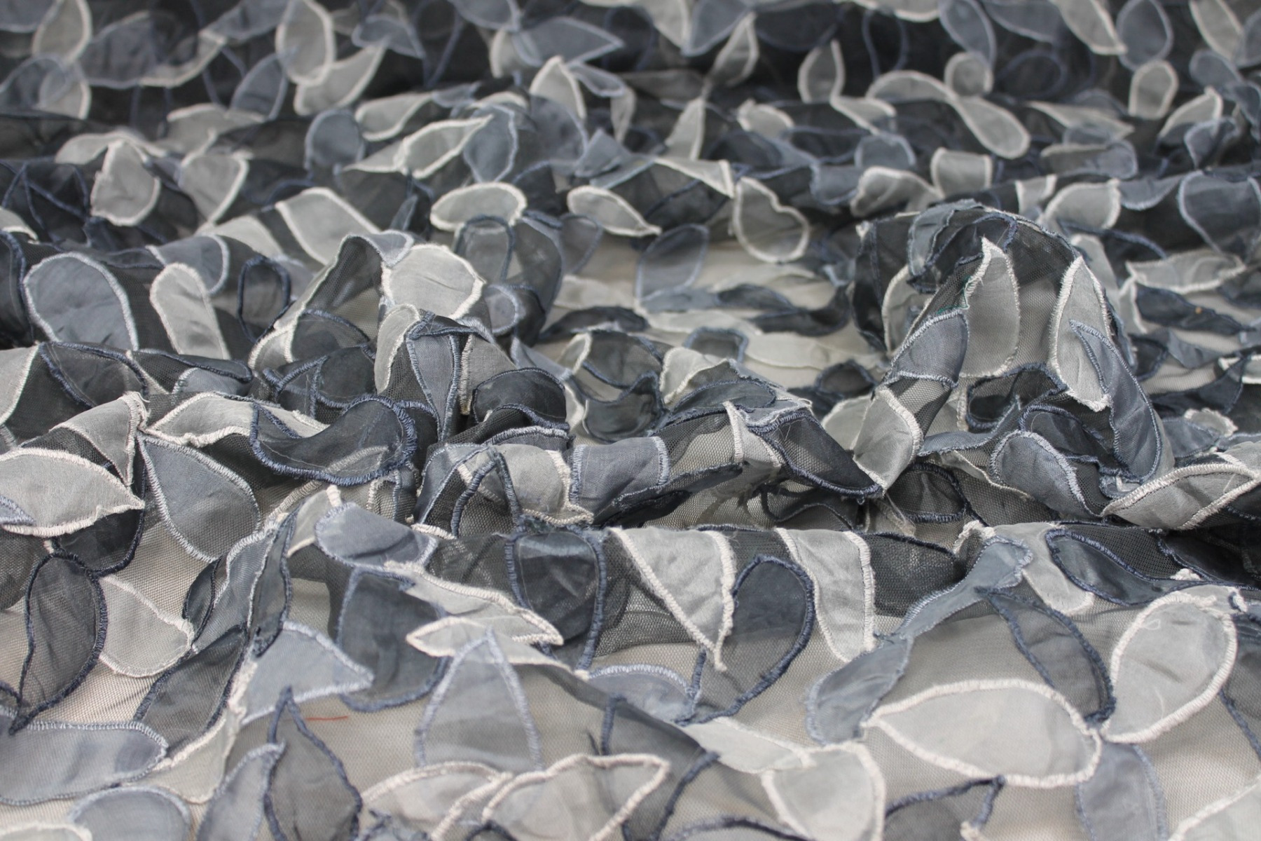 Organza Teardrop Applique on Tulle - Greys fabric, image 2 of 8