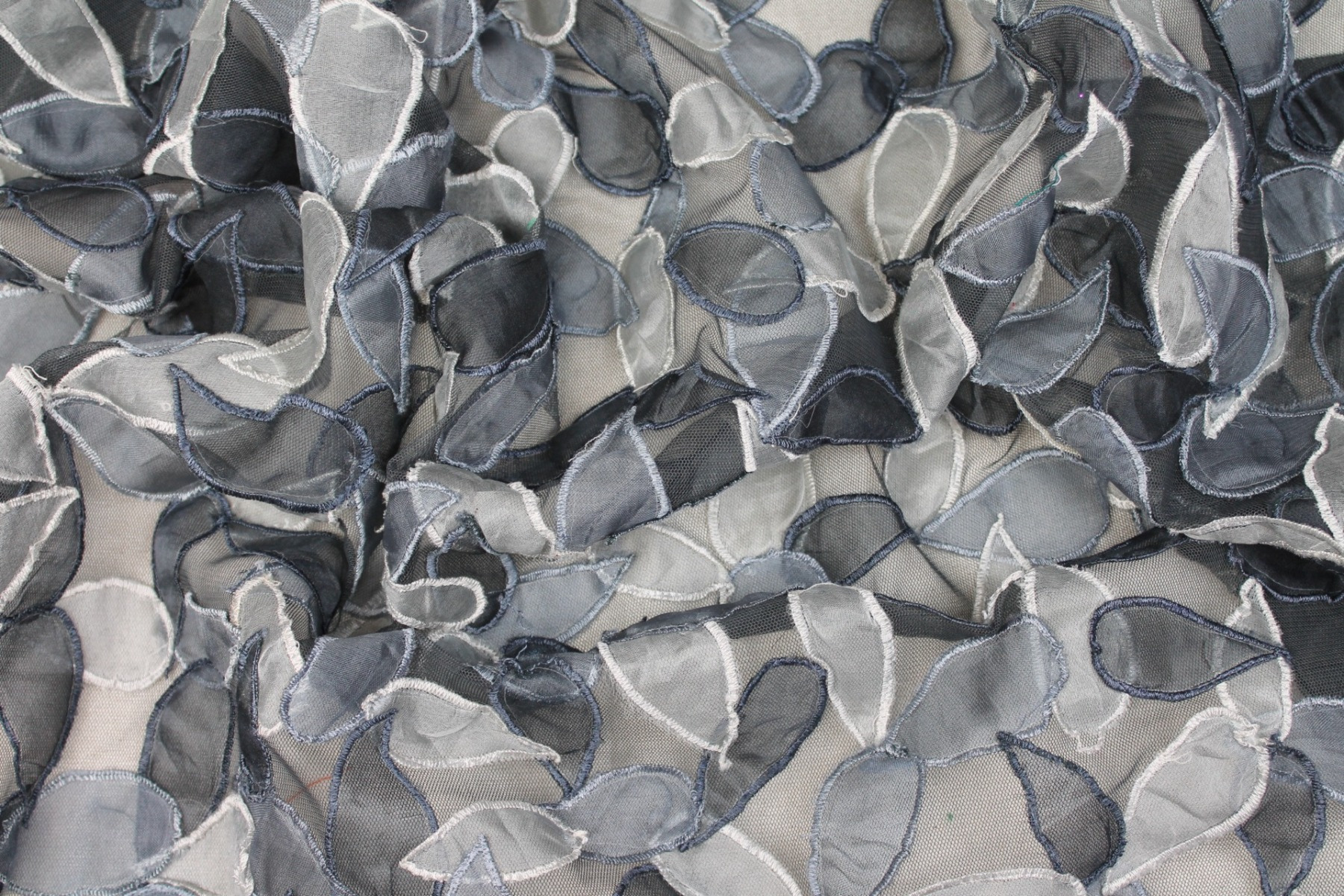 Organza Teardrop Applique on Tulle - Greys fabric, image 3 of 8
