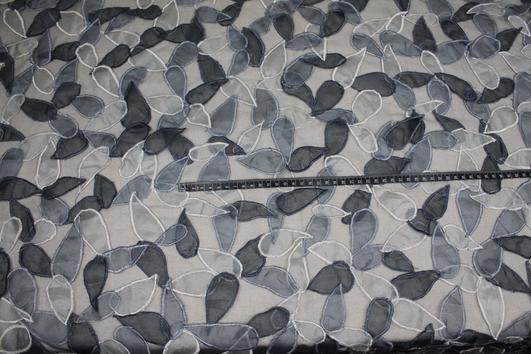 Organza Teardrop Applique on Tulle - Greys fabric, image 5 of 8
