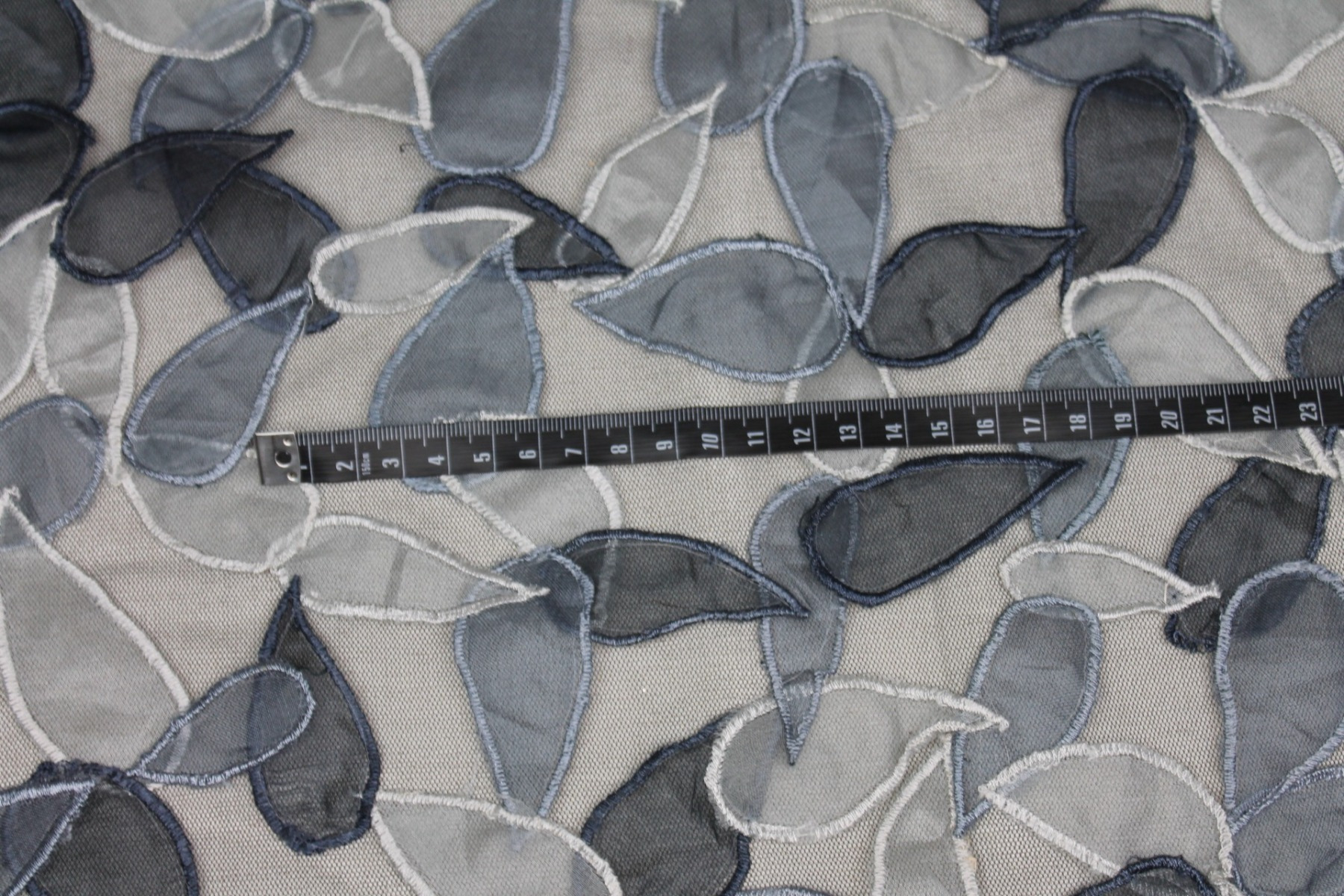 Organza Teardrop Applique on Tulle - Greys fabric, image 6 of 8