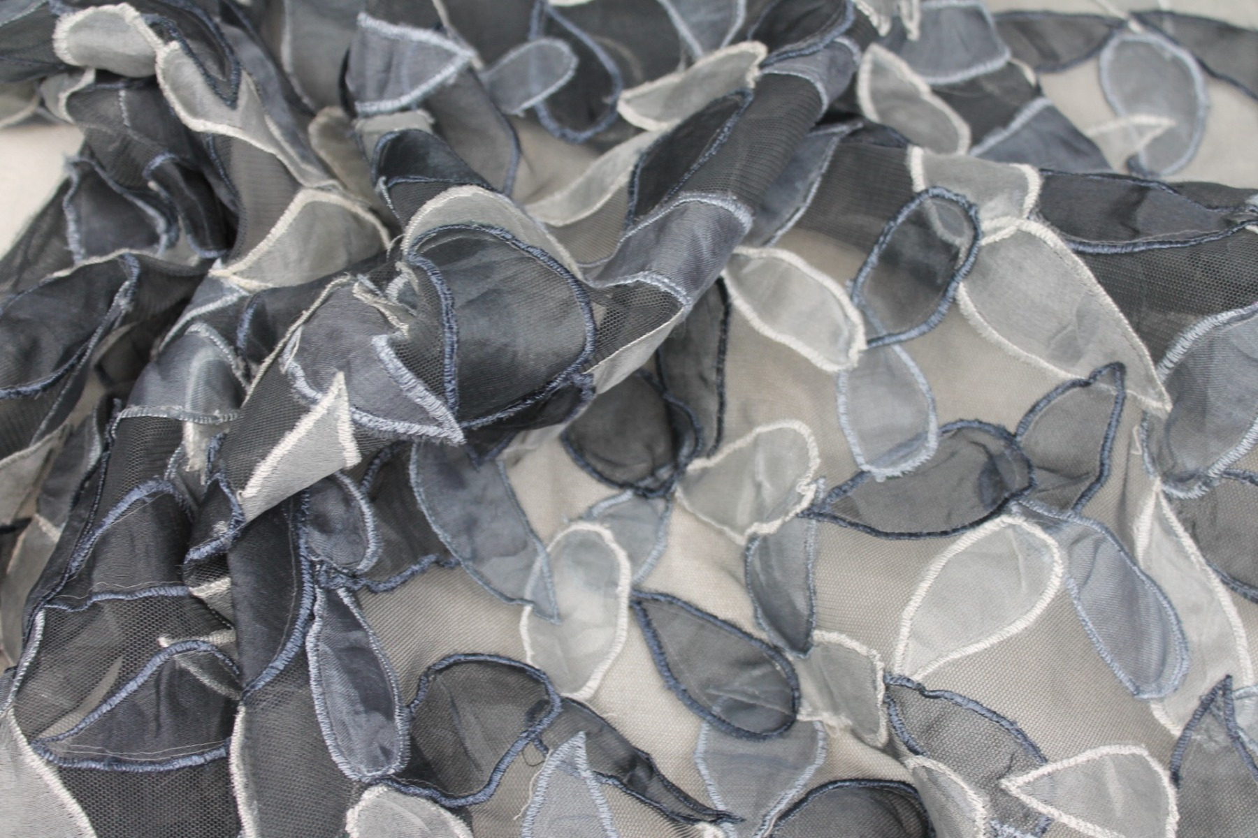 Organza Teardrop Applique on Tulle - Greys fabric, image 8 of 8