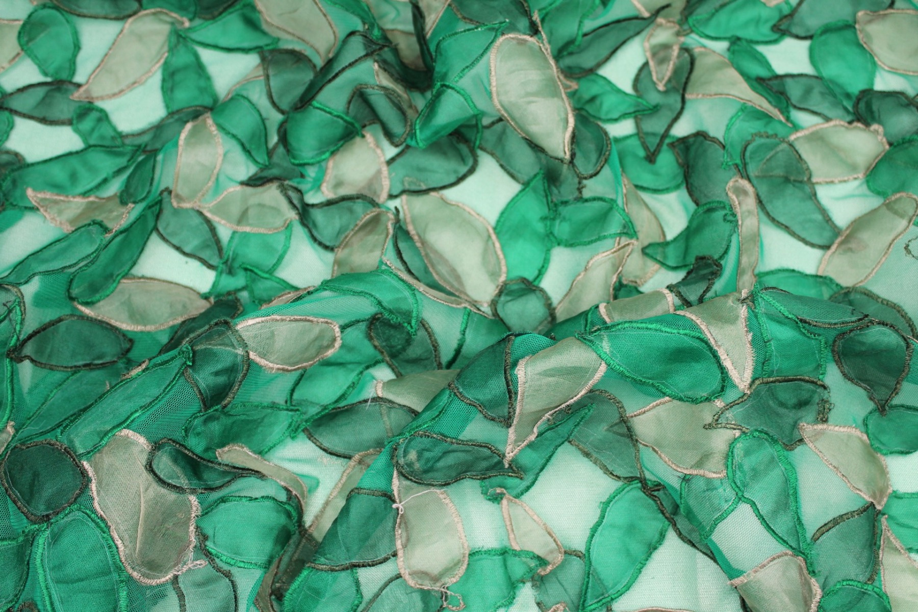 Organza Teardrop Applique on Tulle - Greens fabric, image 4 of 7