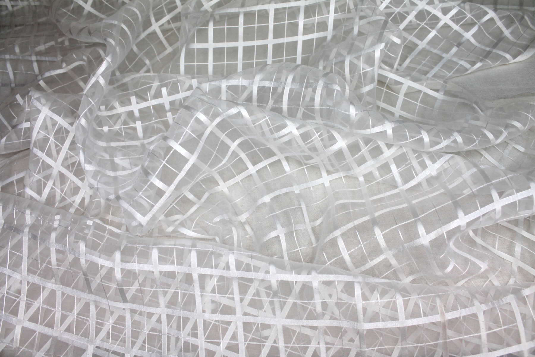 Sheer Check Organza - Ivory - 112cm fabric, image 2 of 7