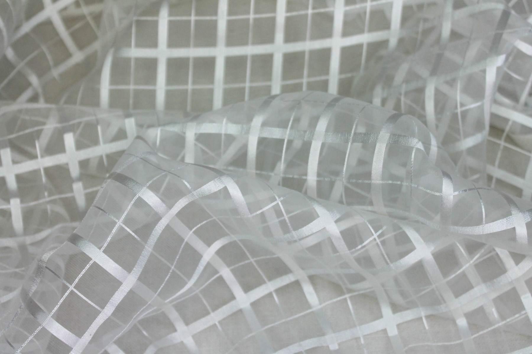 Sheer Check Organza - Ivory - 112cm fabric, image 3 of 7