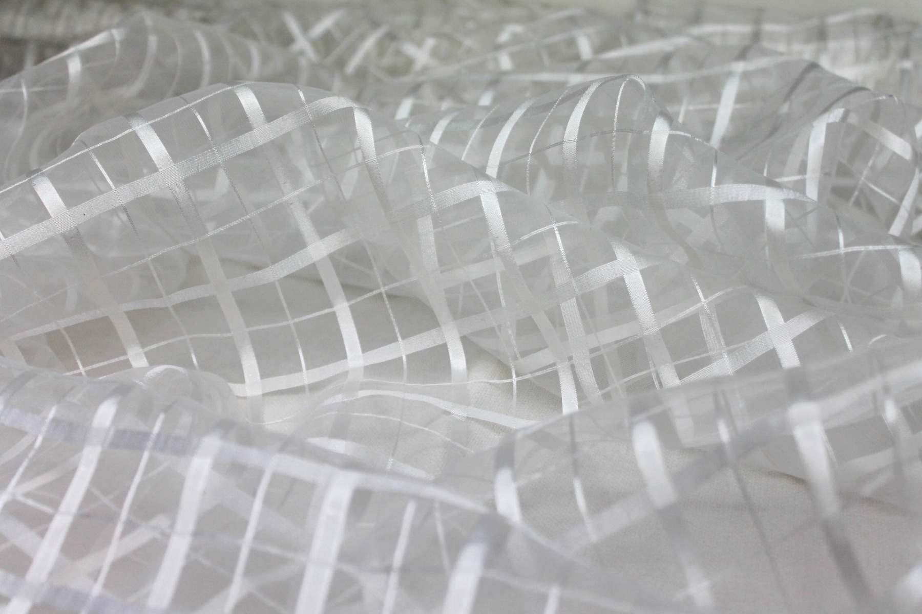 Sheer Check Organza - Ivory - 112cm fabric