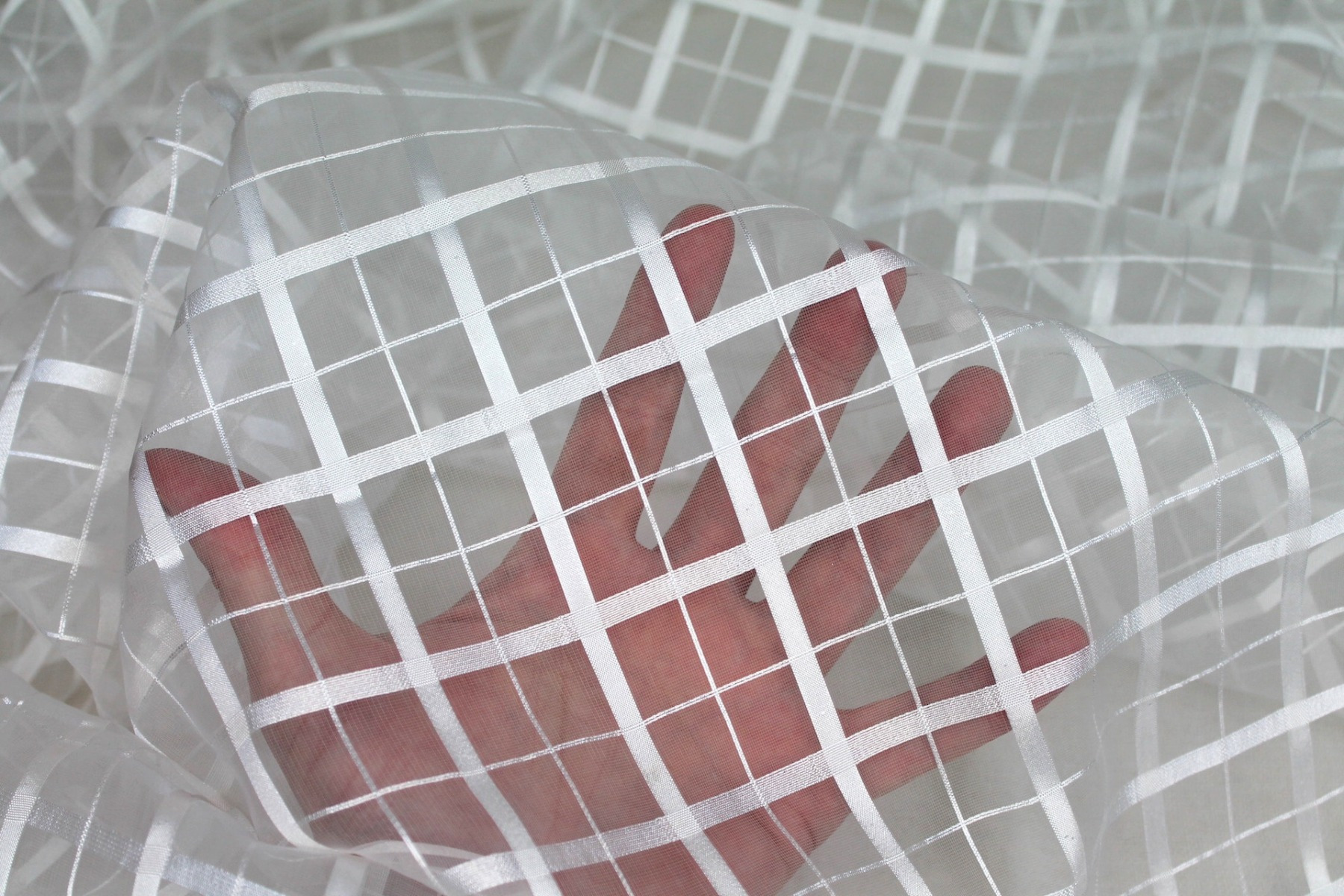 Sheer Check Organza - Ivory - 112cm fabric, image 4 of 7