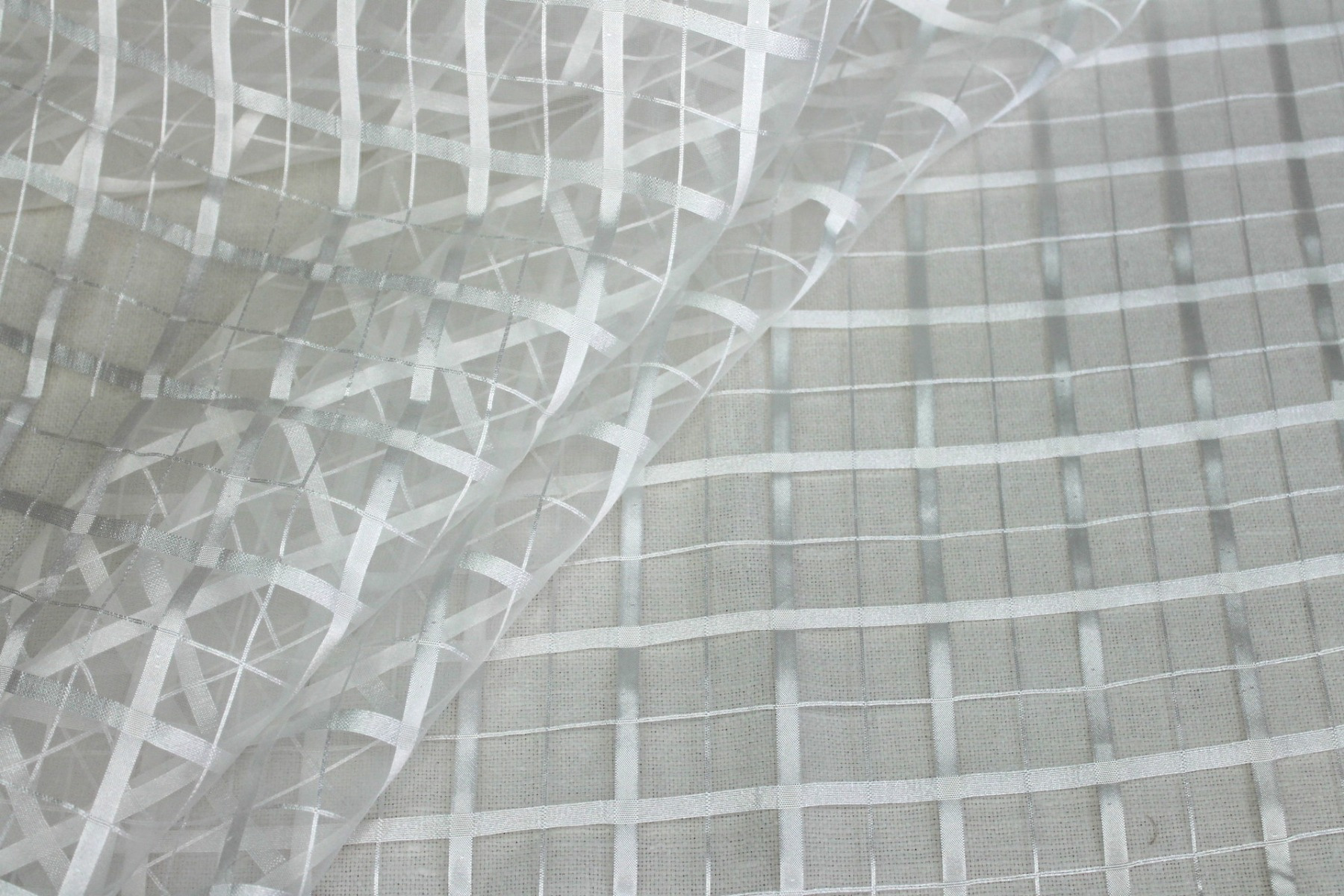 Sheer Check Organza - Ivory - 112cm fabric, image 5 of 7