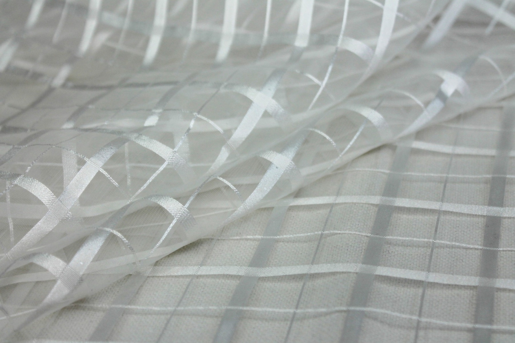 Sheer Check Organza - Ivory - 112cm fabric, image 6 of 7