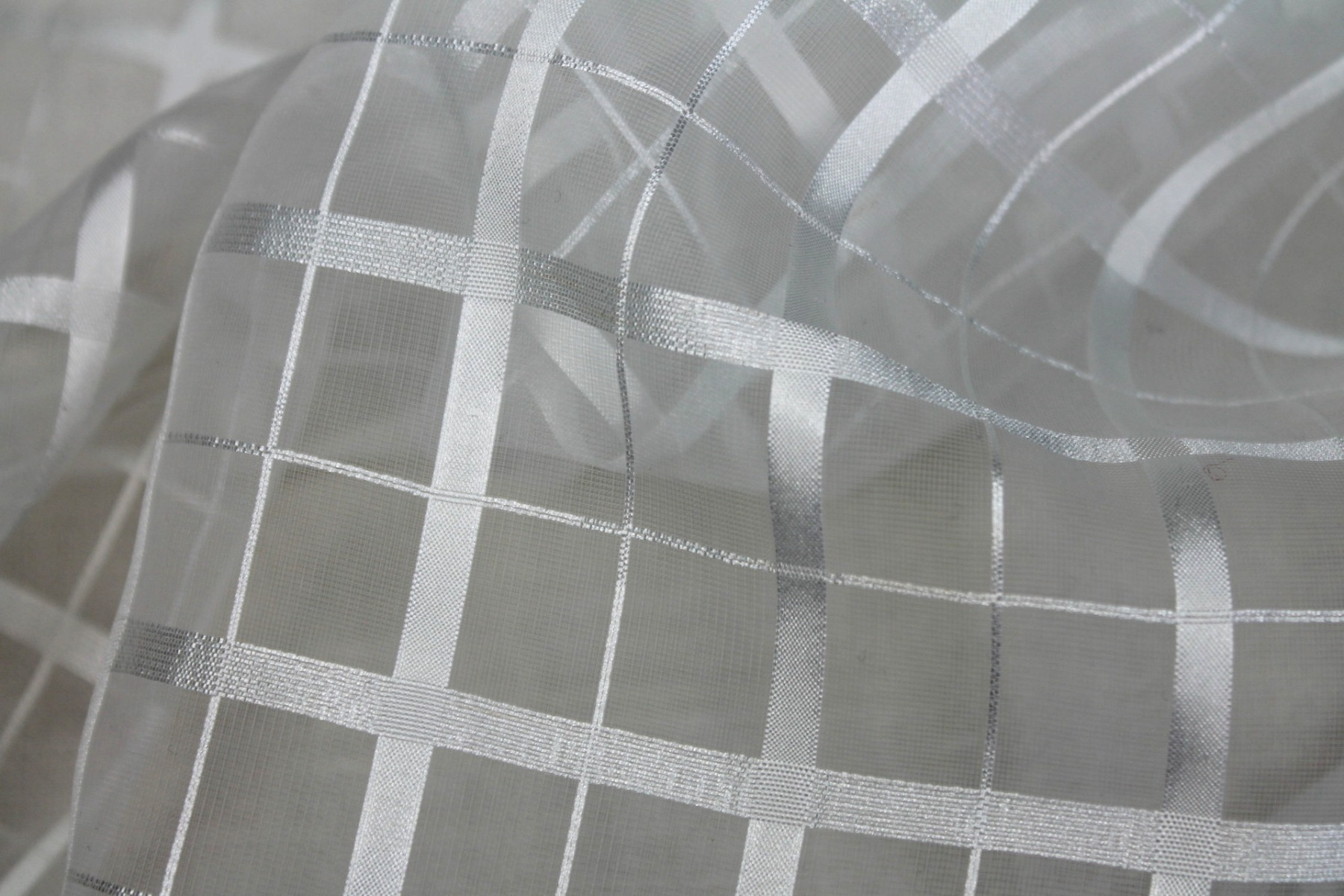 Sheer Check Organza - Ivory - 112cm fabric, image 7 of 7