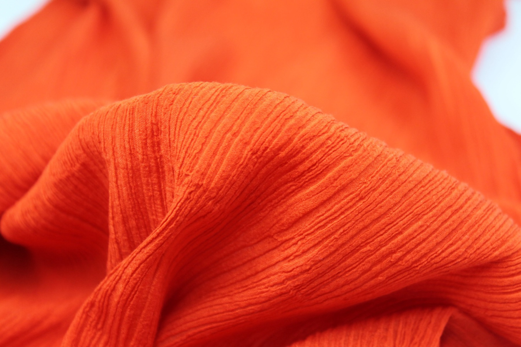 Pleated Silk and Cotton - Orange fabric