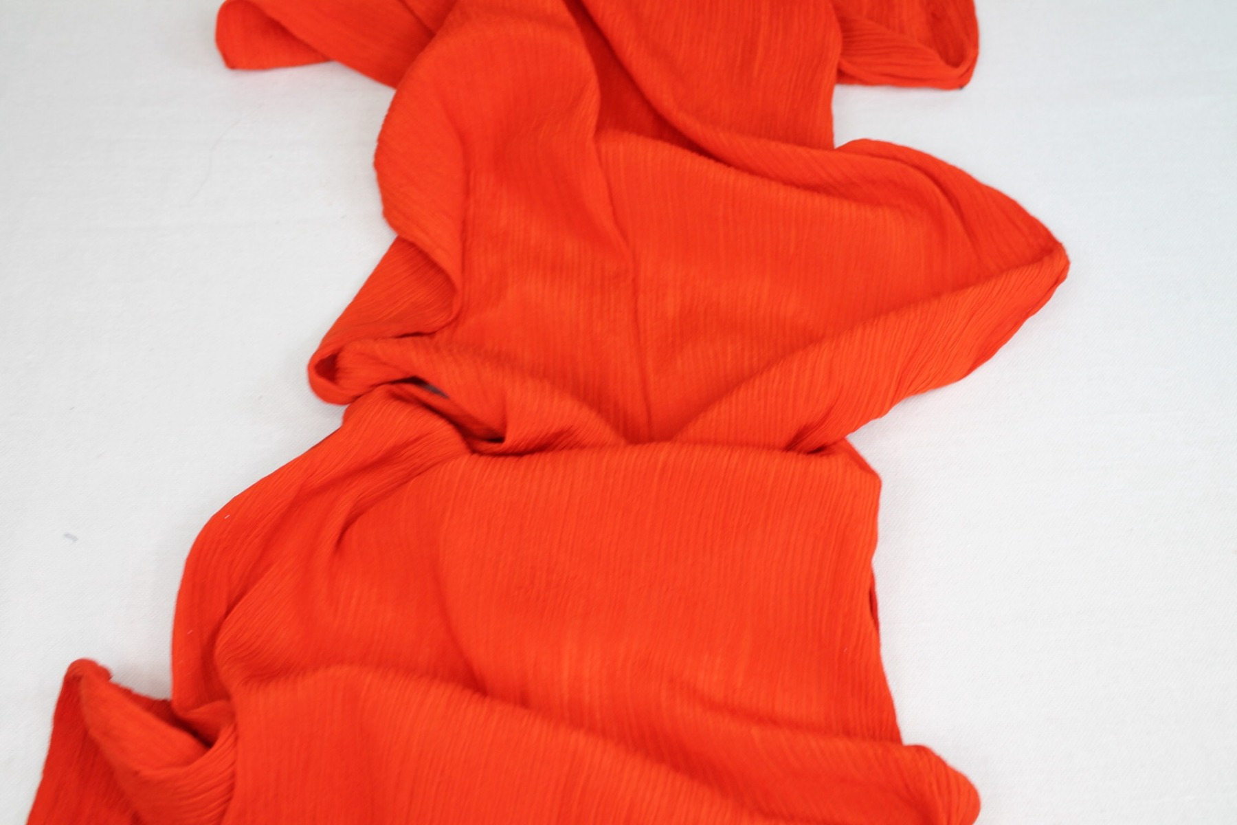 Pleated Silk and Cotton - Orange fabric, image 5 of 6