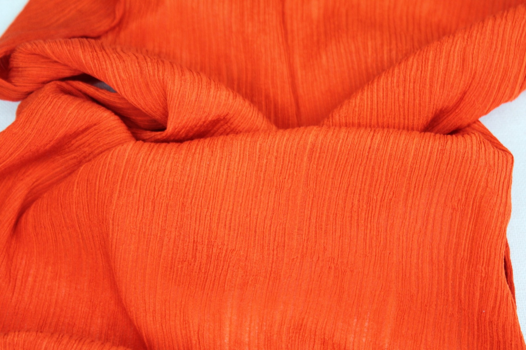 Pleated Silk and Cotton - Orange fabric, image 6 of 6
