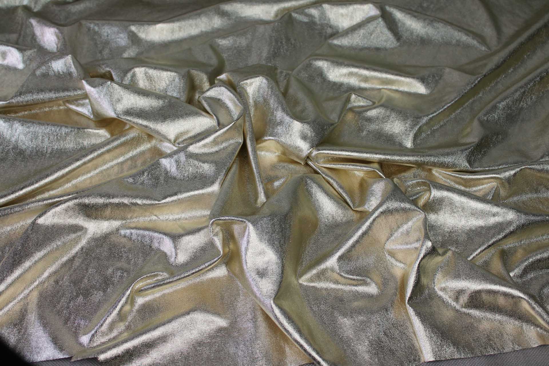 Foiled Marl Jersey in Pale Gold fabric, image 2 of 9
