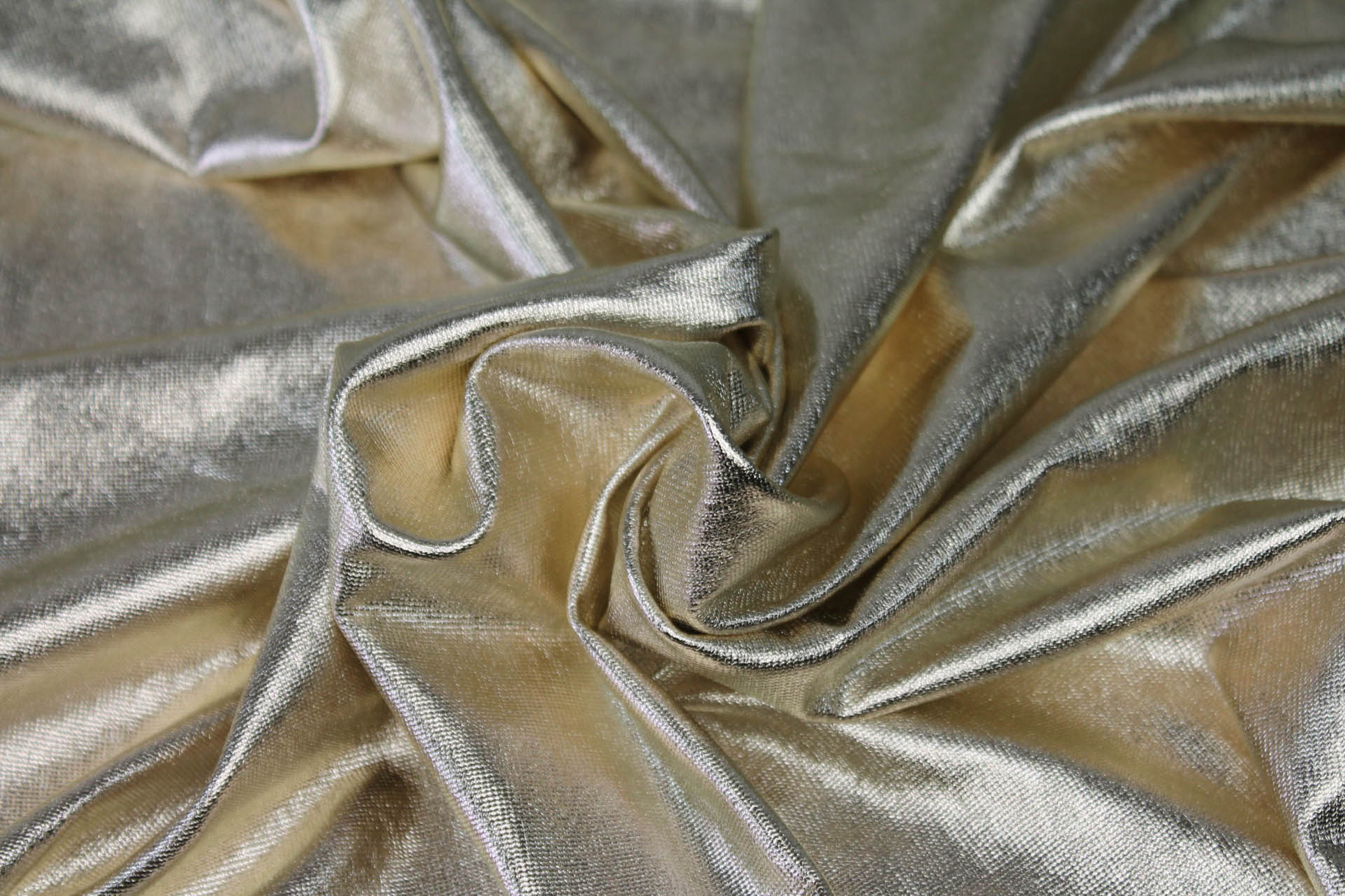 Foiled Marl Jersey in Pale Gold fabric