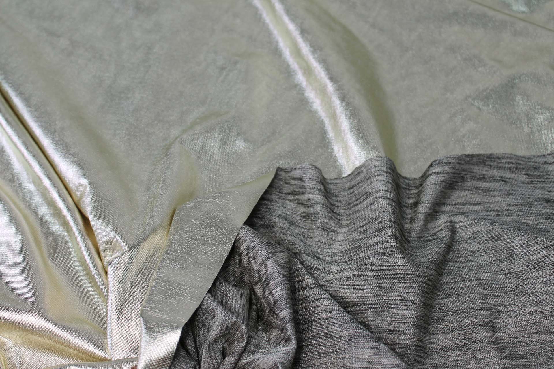 Foiled Marl Jersey in Pale Gold fabric, image 9 of 9