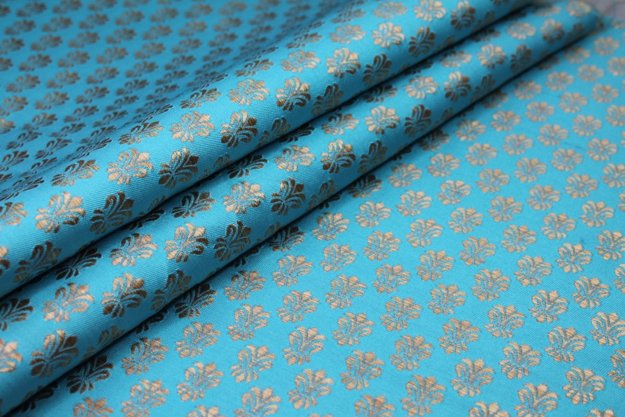 Fleur-de-lys Style Brocade - Turquoise fabric