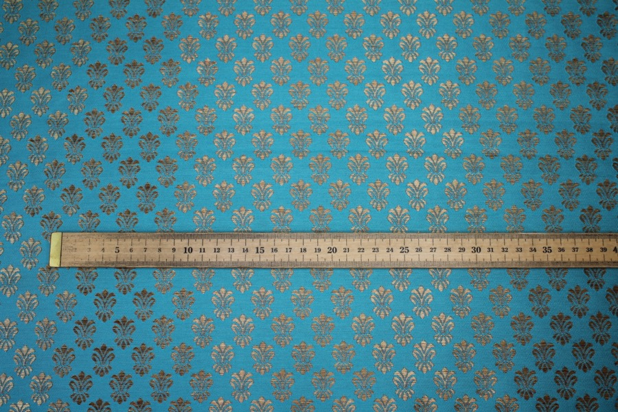 Fleur-de-lys Style Brocade - Turquoise fabric, image 4 of 7