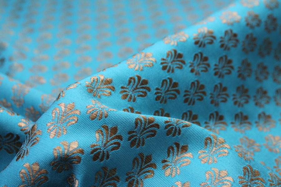 Fleur-de-lys Style Brocade - Turquoise fabric, image 6 of 7